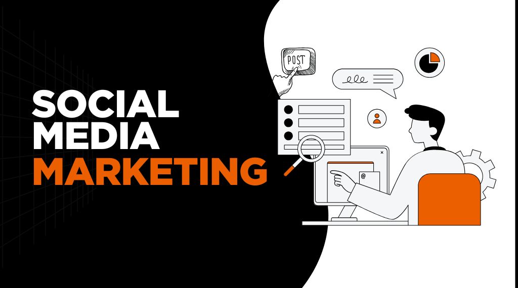 orange illustration social media marketing youtube thumbnail (1024 x 570 px)